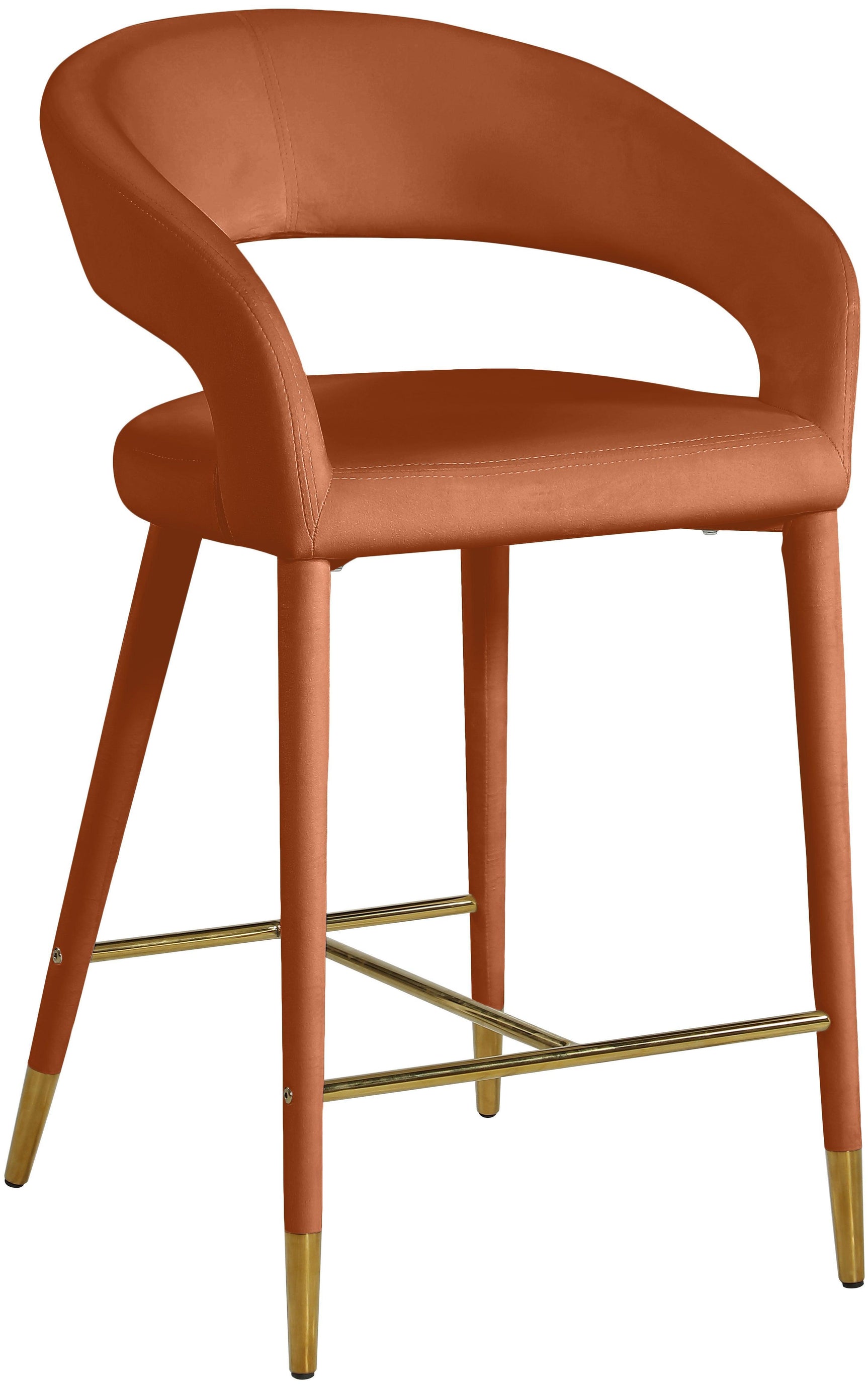 Destiny Cognac Velvet Stool - Ella Furniture