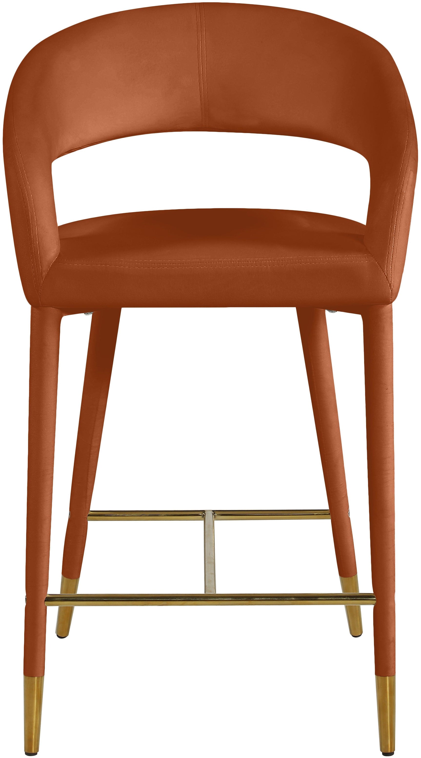 Destiny Cognac Velvet Stool - Ella Furniture