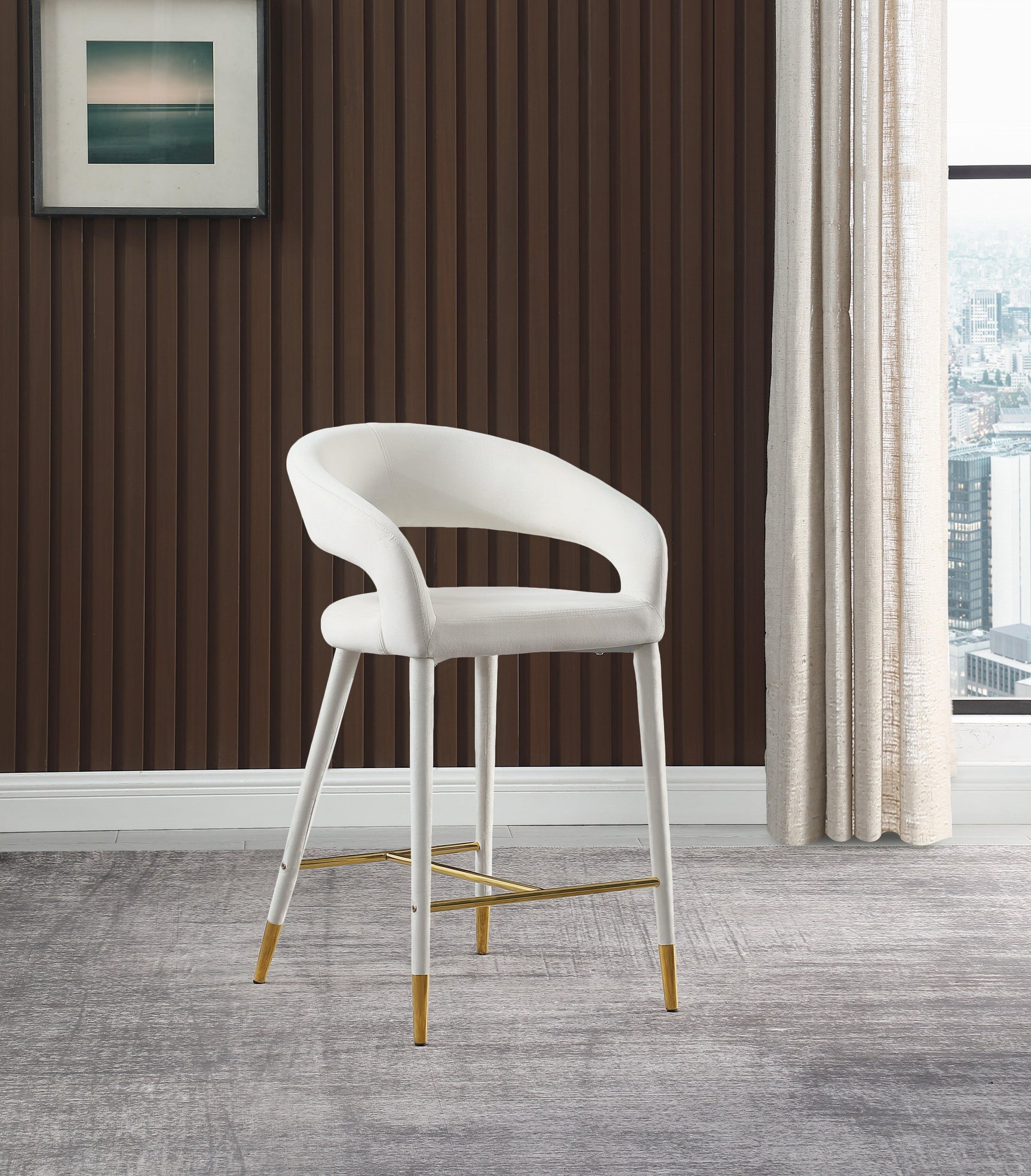 Destiny Cream Velvet Stool - Ella Furniture