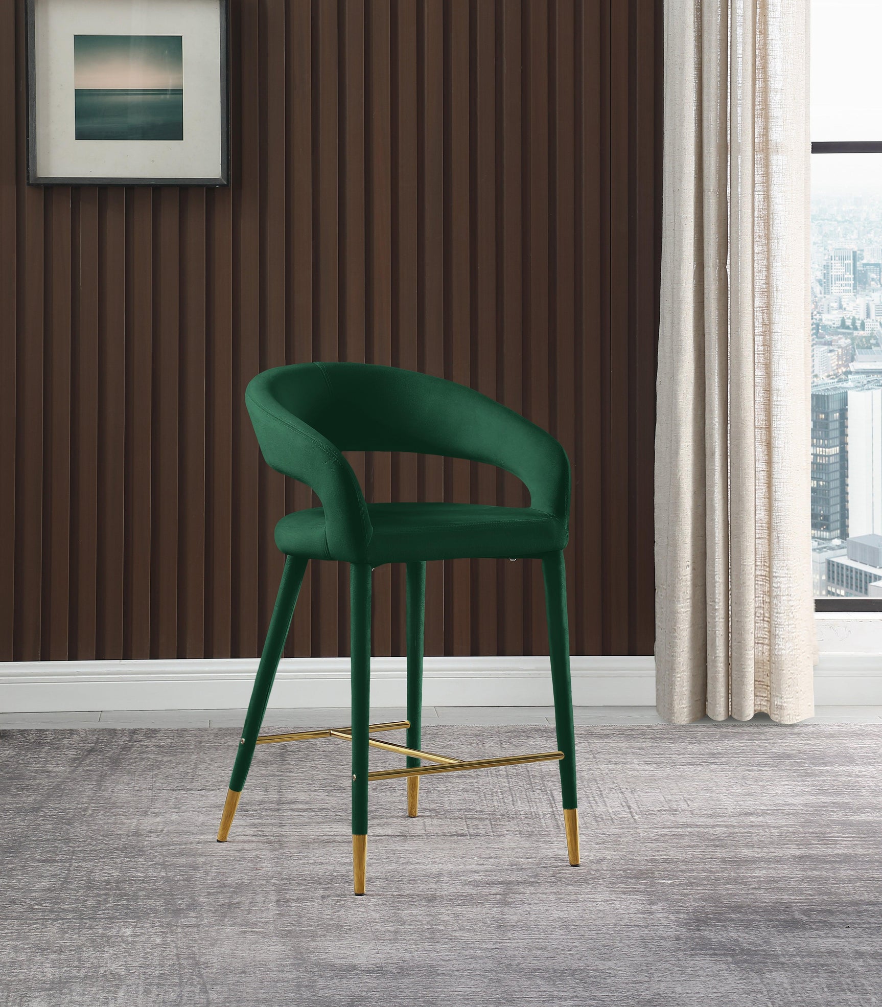 Destiny Green Velvet Stool - Ella Furniture