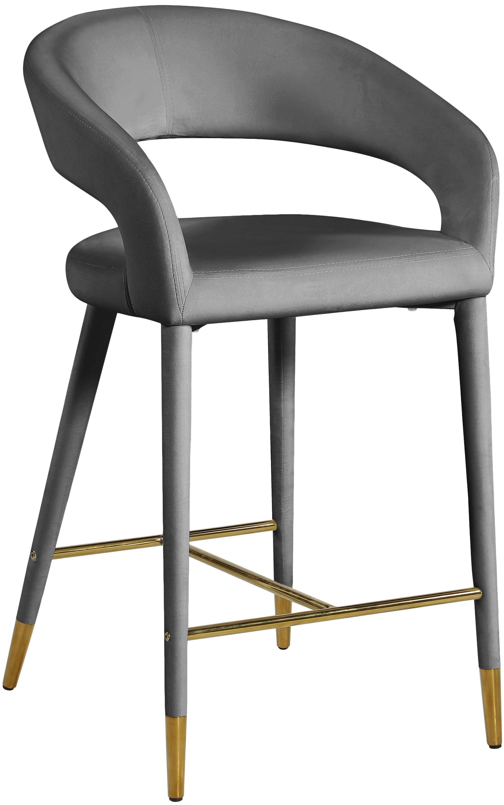 Destiny Grey Velvet Stool - Ella Furniture