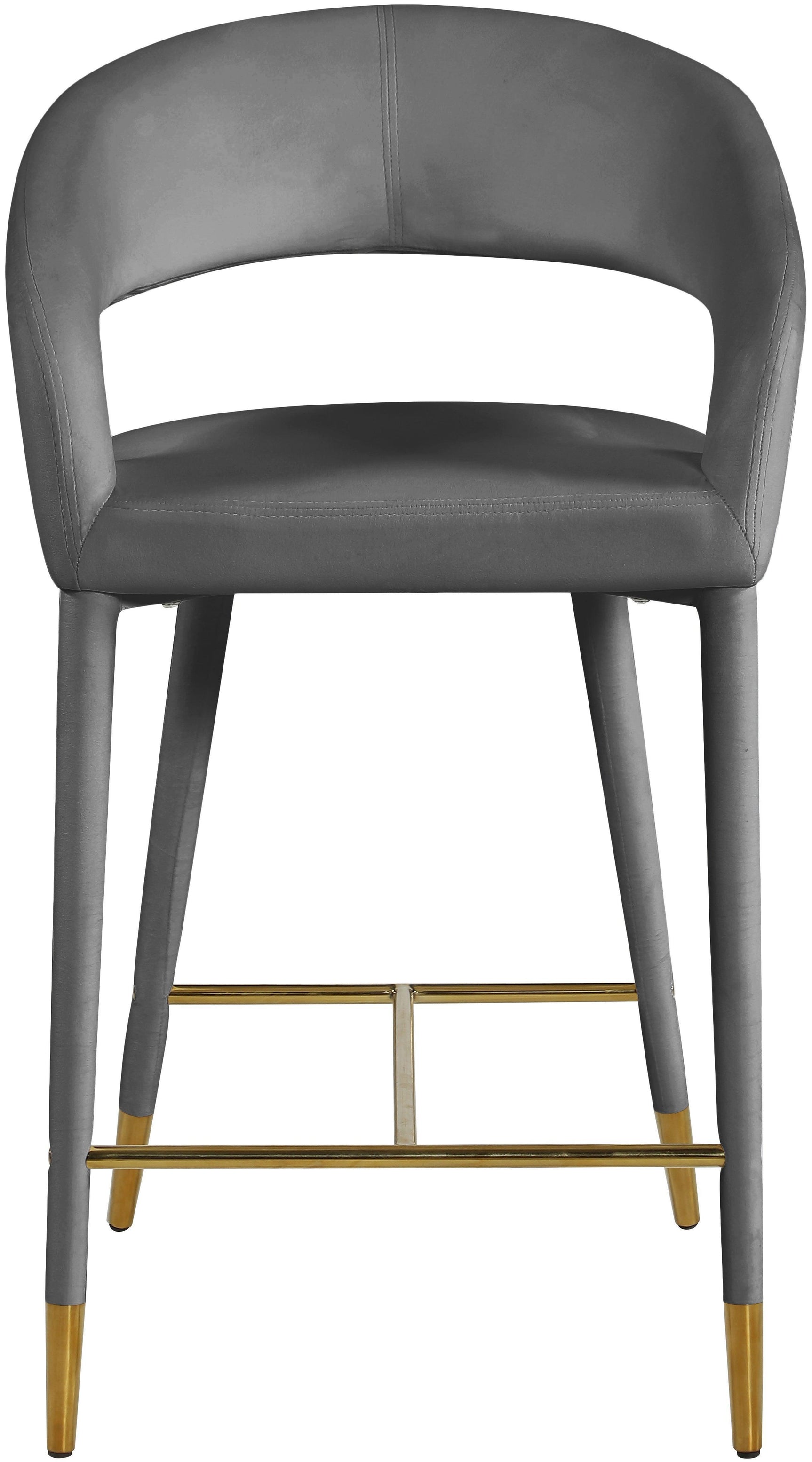 Destiny Grey Velvet Stool - Ella Furniture