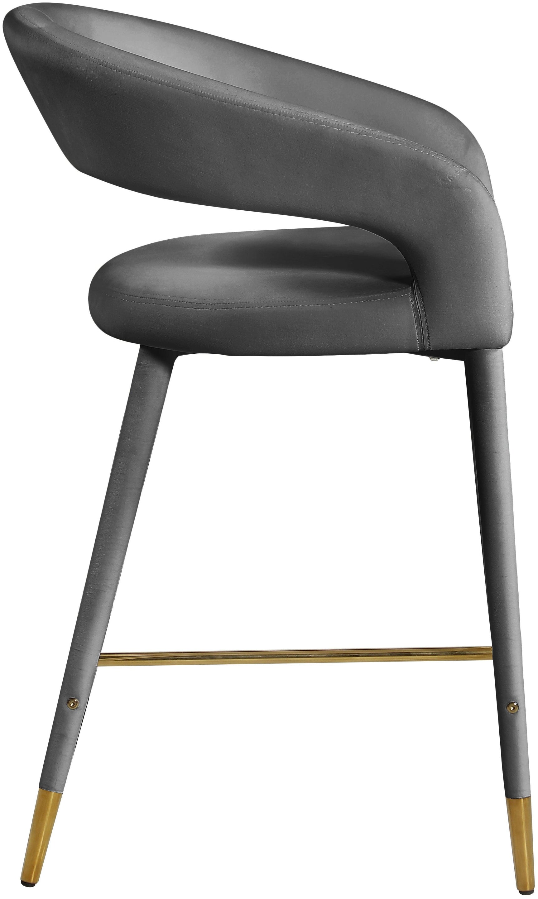 Destiny Grey Velvet Stool - Ella Furniture
