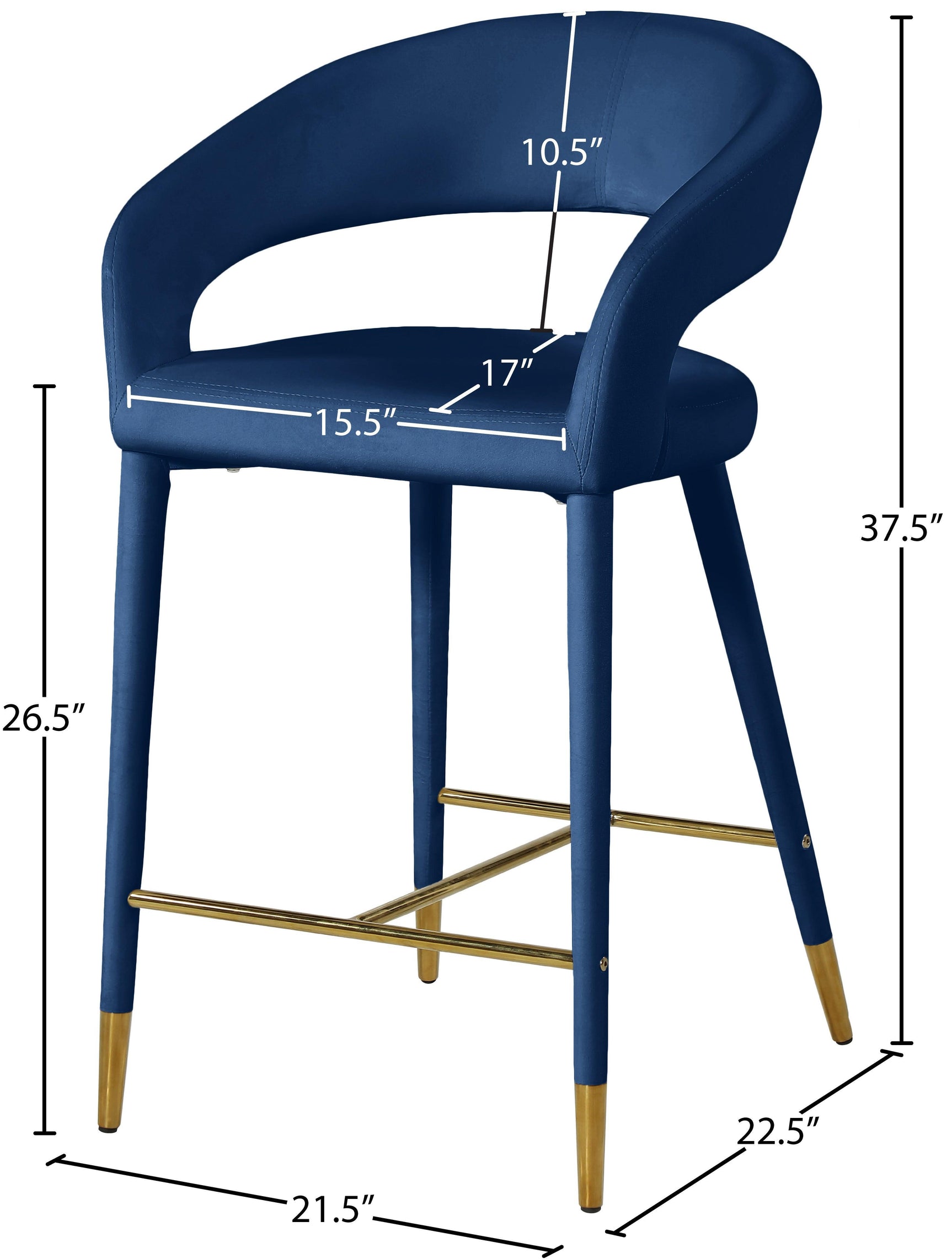 Destiny Blue Velvet Stool - Ella Furniture