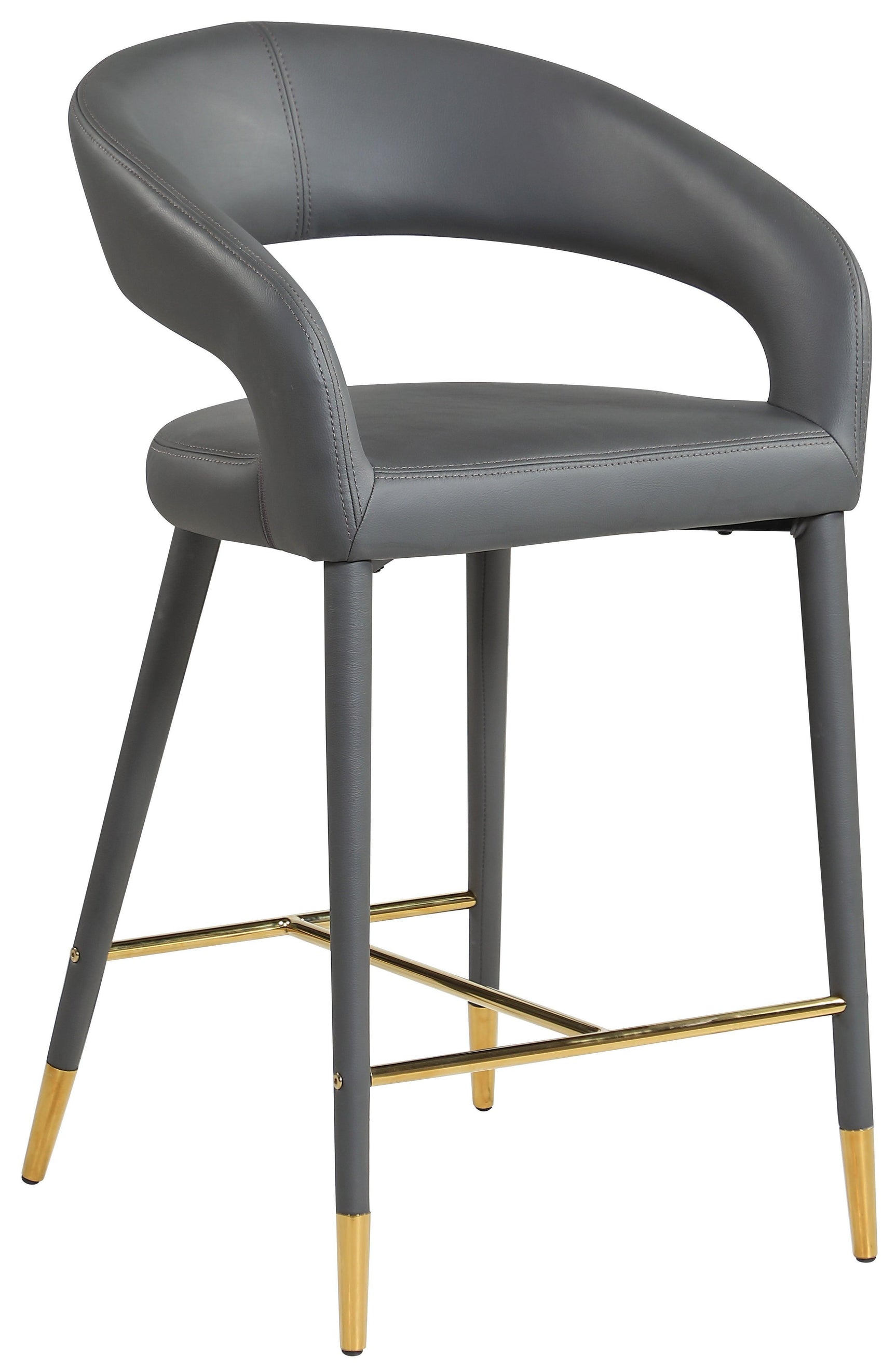 Destiny Grey Faux Leather Stool - Ella Furniture