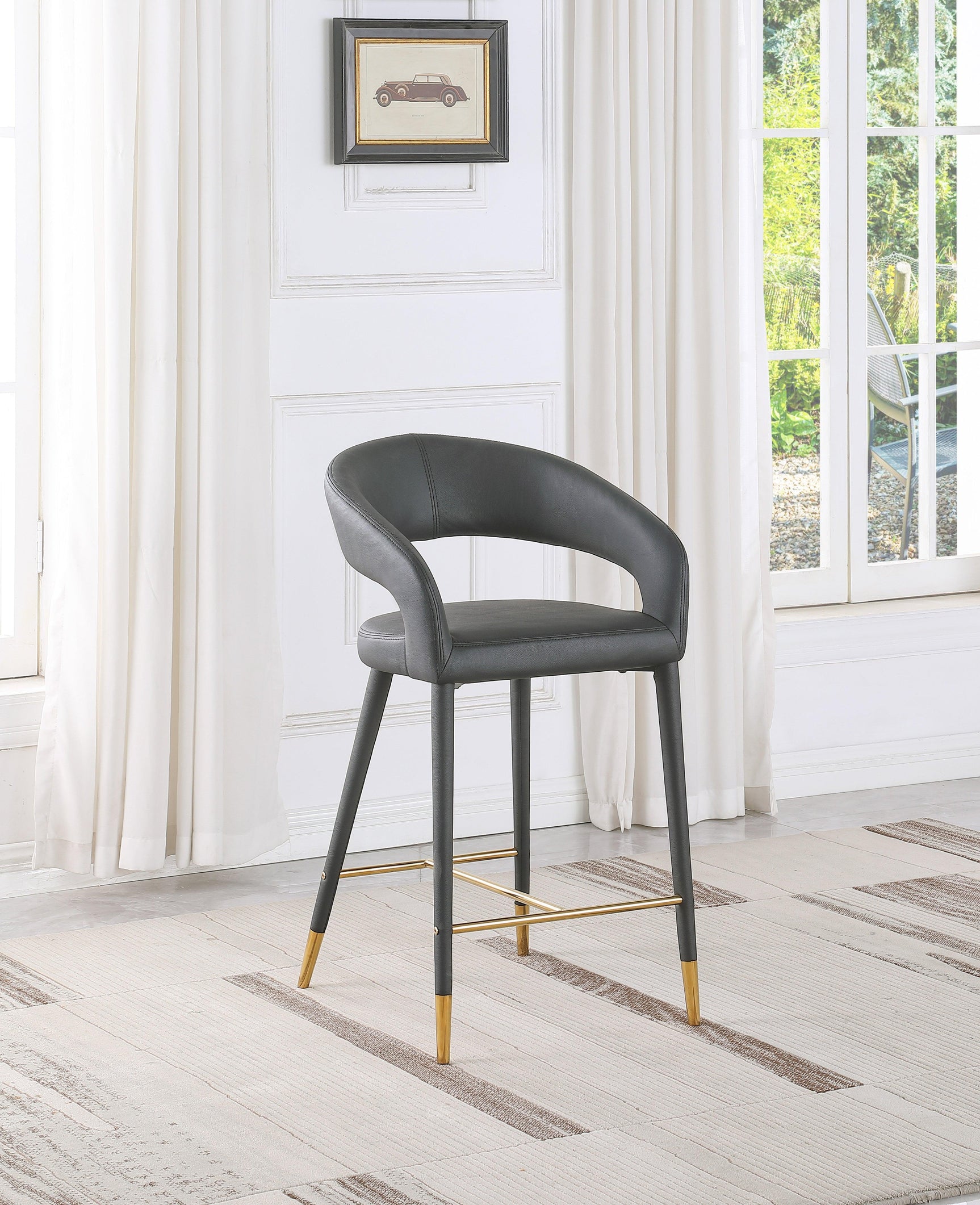 Destiny Grey Faux Leather Stool - Ella Furniture