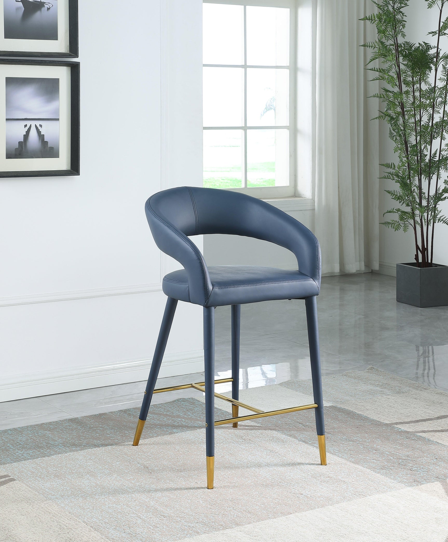 Destiny Blue Faux Leather Stool - Ella Furniture