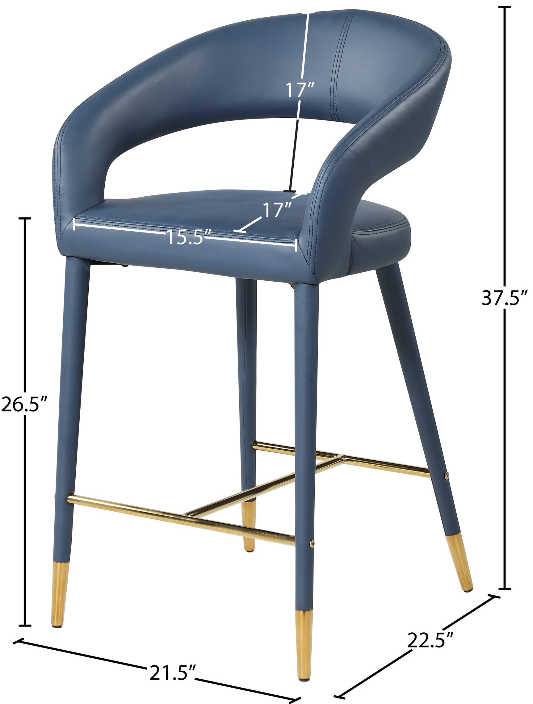 Destiny Blue Faux Leather Stool - Ella Furniture
