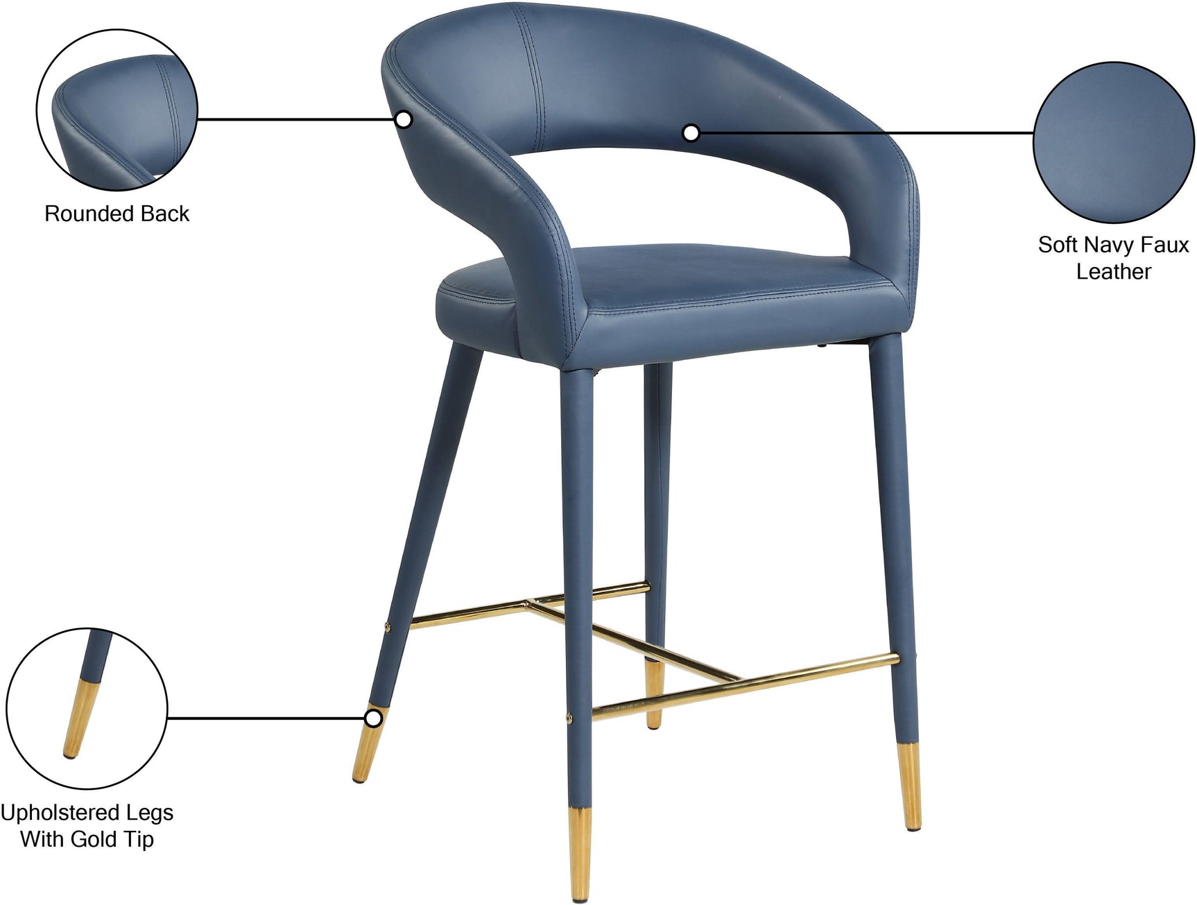 Destiny Blue Faux Leather Stool - Ella Furniture