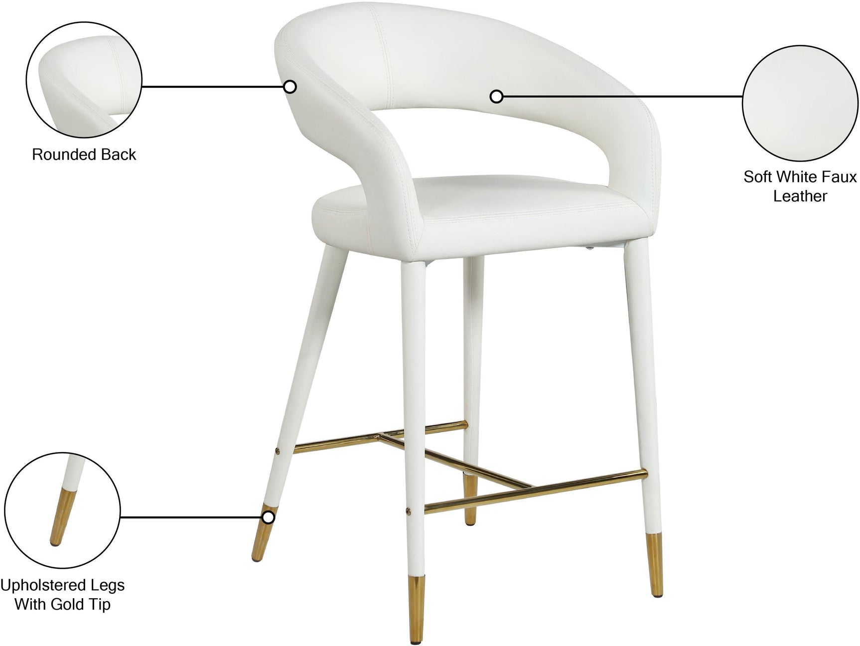 Destiny White Faux Leather Stool - Ella Furniture