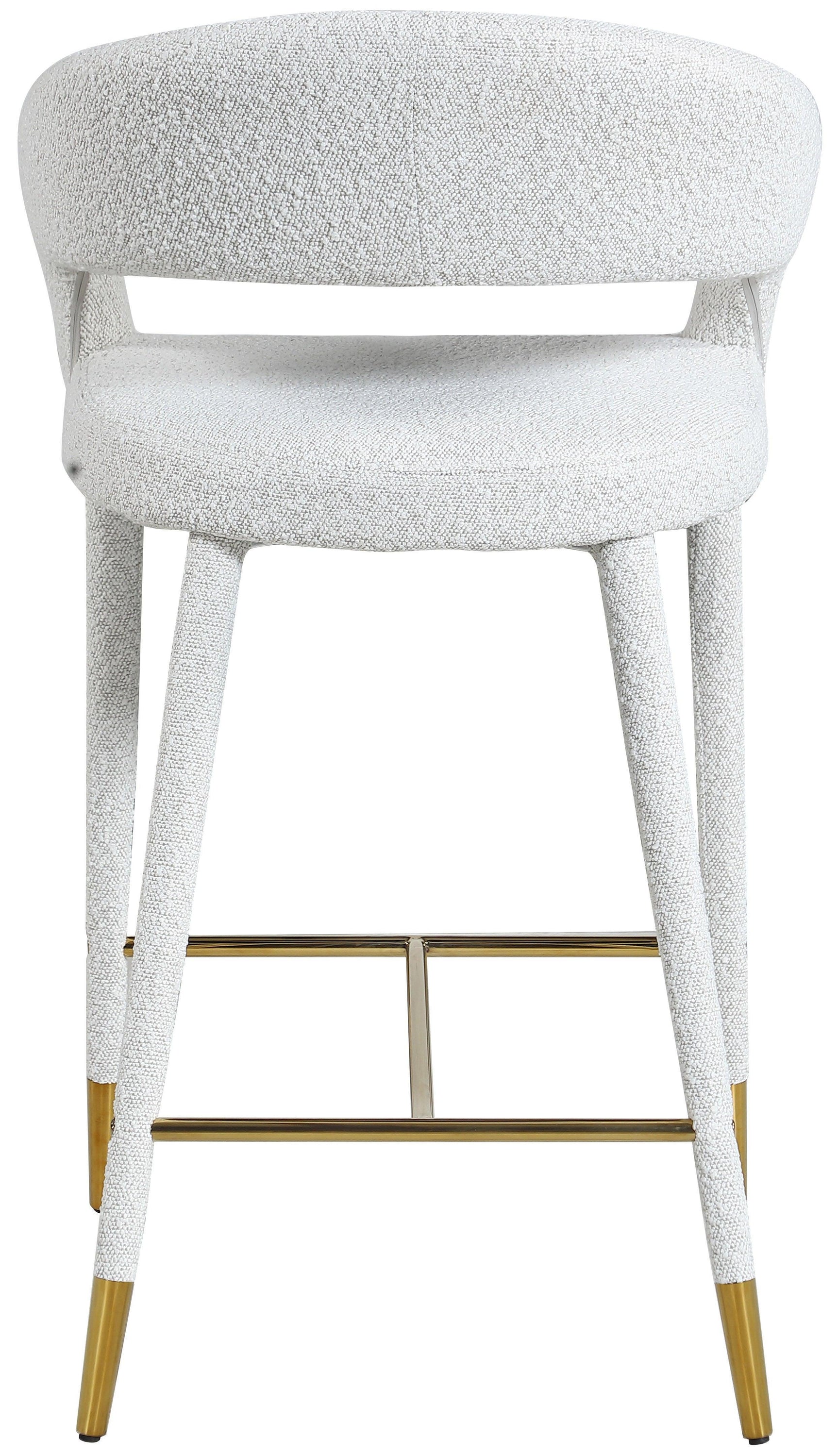 Destiny Cream Boucle Fabric Stool - Ella Furniture