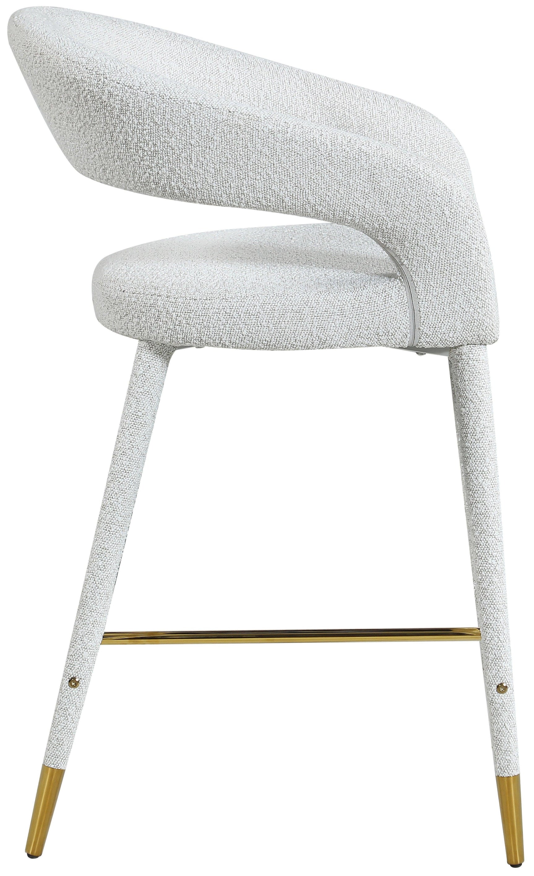 Destiny Cream Boucle Fabric Stool - Ella Furniture