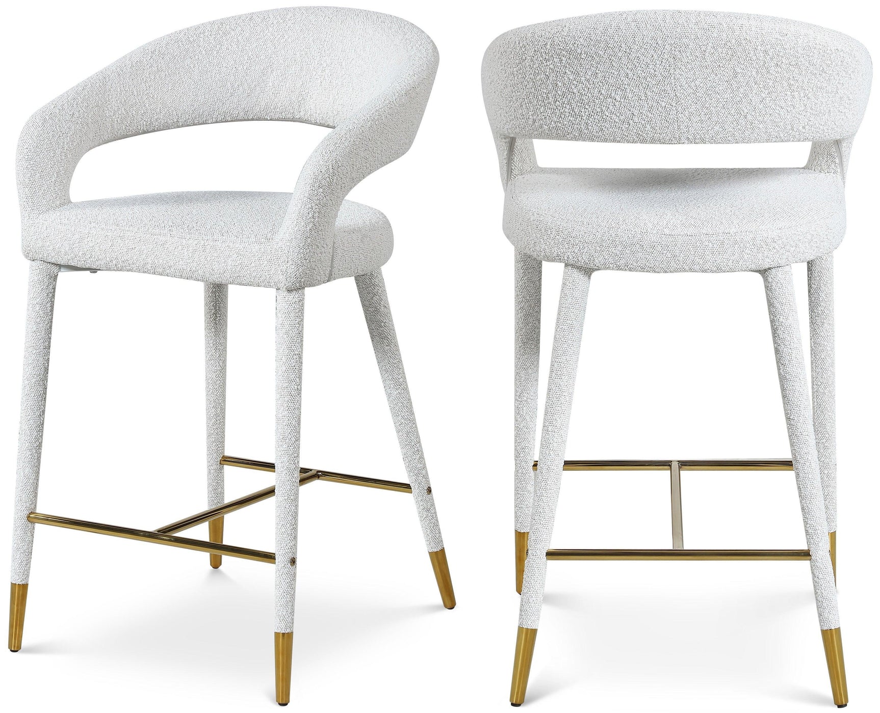 Destiny Cream Boucle Fabric Stool - Ella Furniture