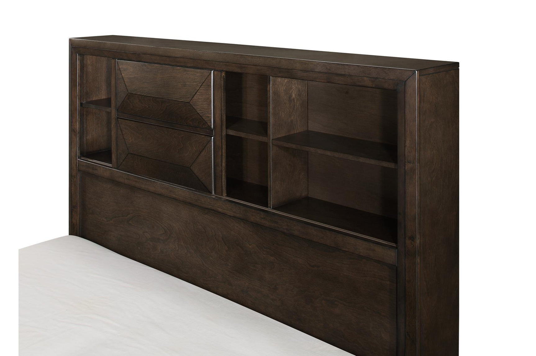 Chesky Espresso Modern Contemporary Solid Wood Birch Veneer Storage Platform Bed - Ella Furniture