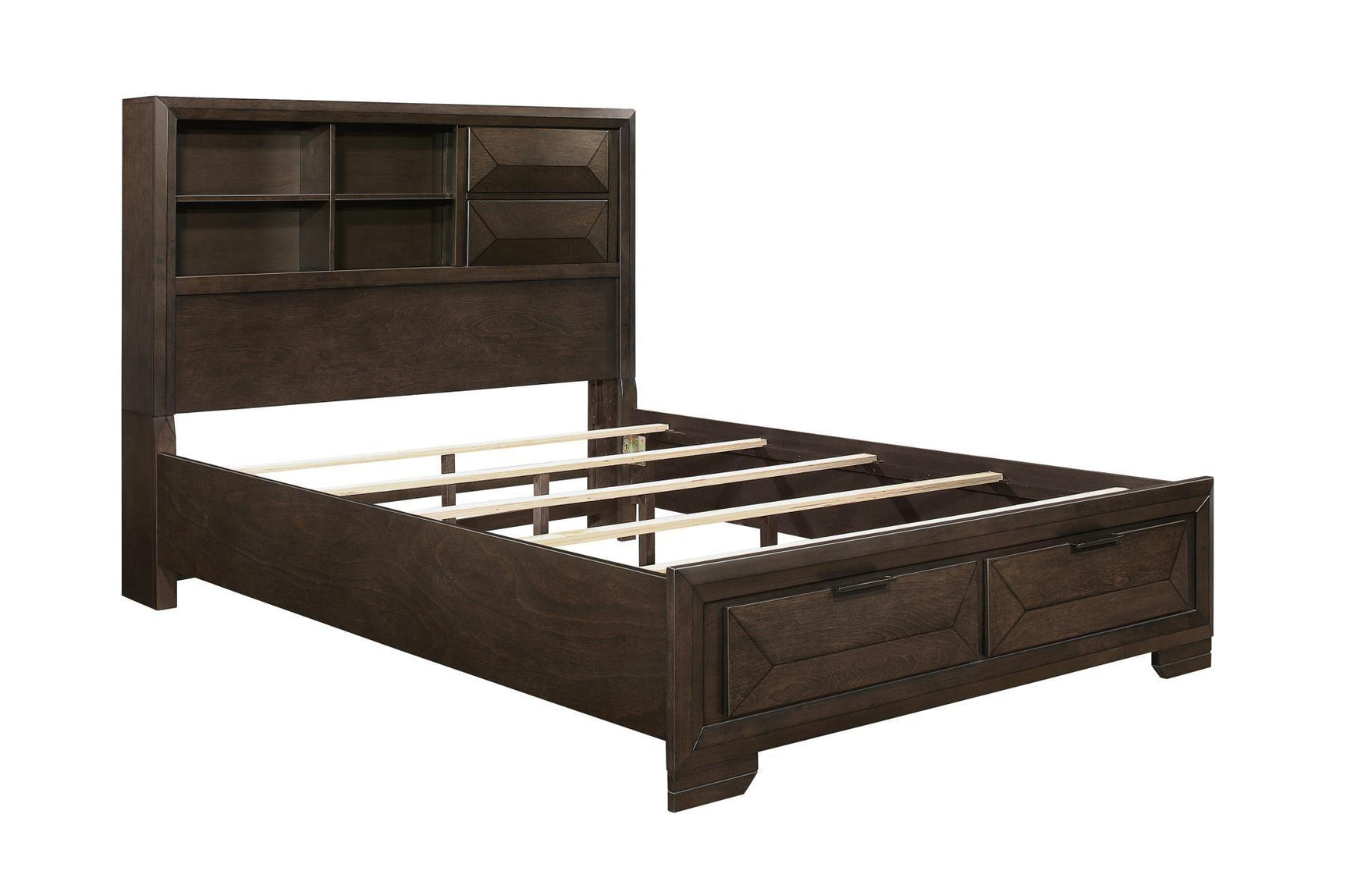 Chesky Espresso Modern Contemporary Solid Wood Birch Veneer Storage Platform Bed - Ella Furniture