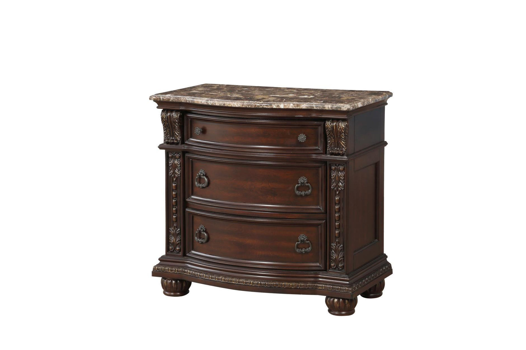 Cavalier Dark Cherry Contemporary Solid Wood Faux Leather Upholstered Tufted Sleigh Bedroom Set - Ella Furniture