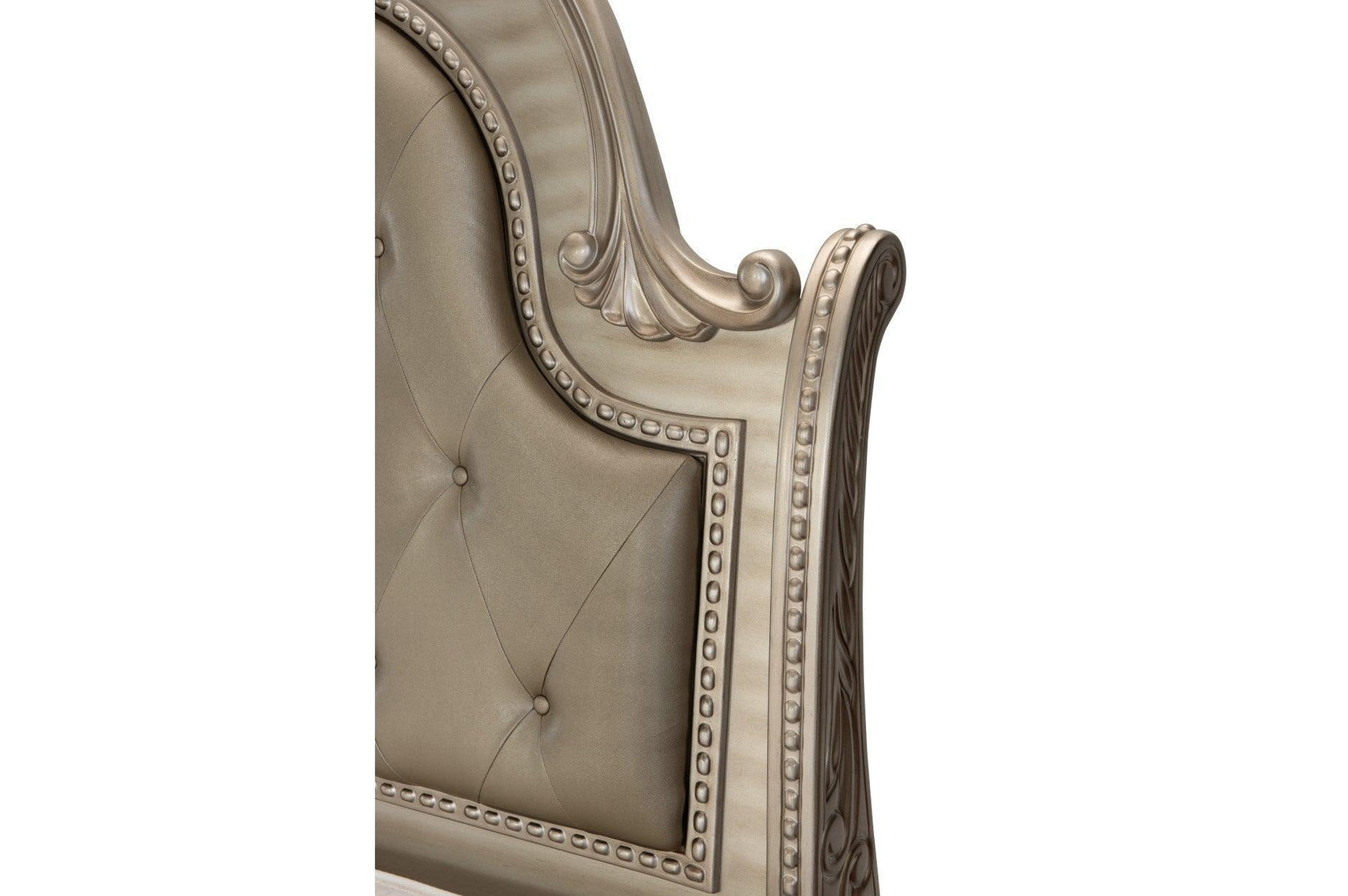 Cavalier Silver Modern Contemporary Solid Wood Faux Leather Upholstered Tufted Sleigh Bedroom Set - Ella Furniture