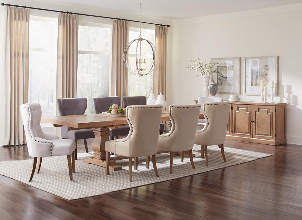 Florence Double Pedestal Dining Table Rustic Smoke - Ella Furniture