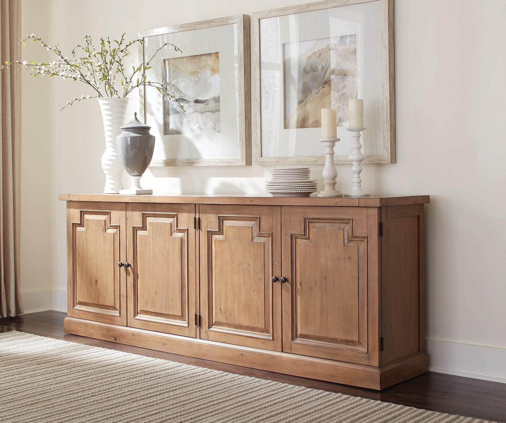 Florence Double Pedestal Dining Table Rustic Smoke - Ella Furniture