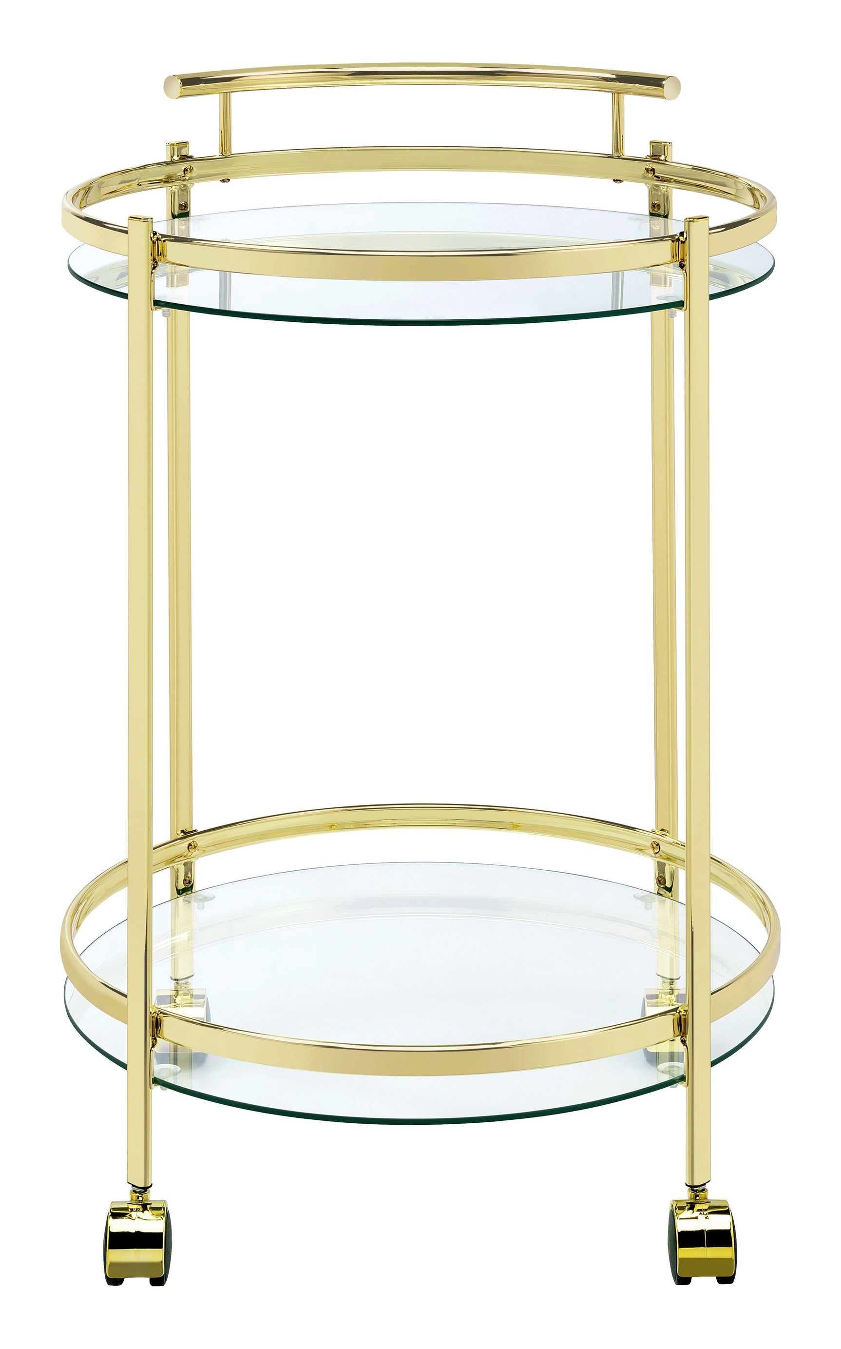 Chrissy Round Glass Bar Cart Brass - Ella Furniture