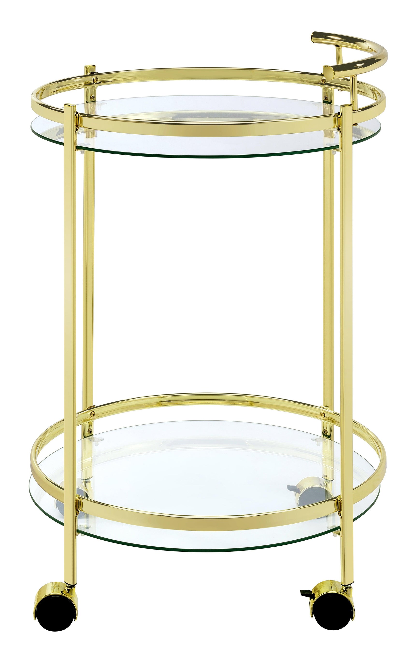 Chrissy Round Glass Bar Cart Brass - Ella Furniture