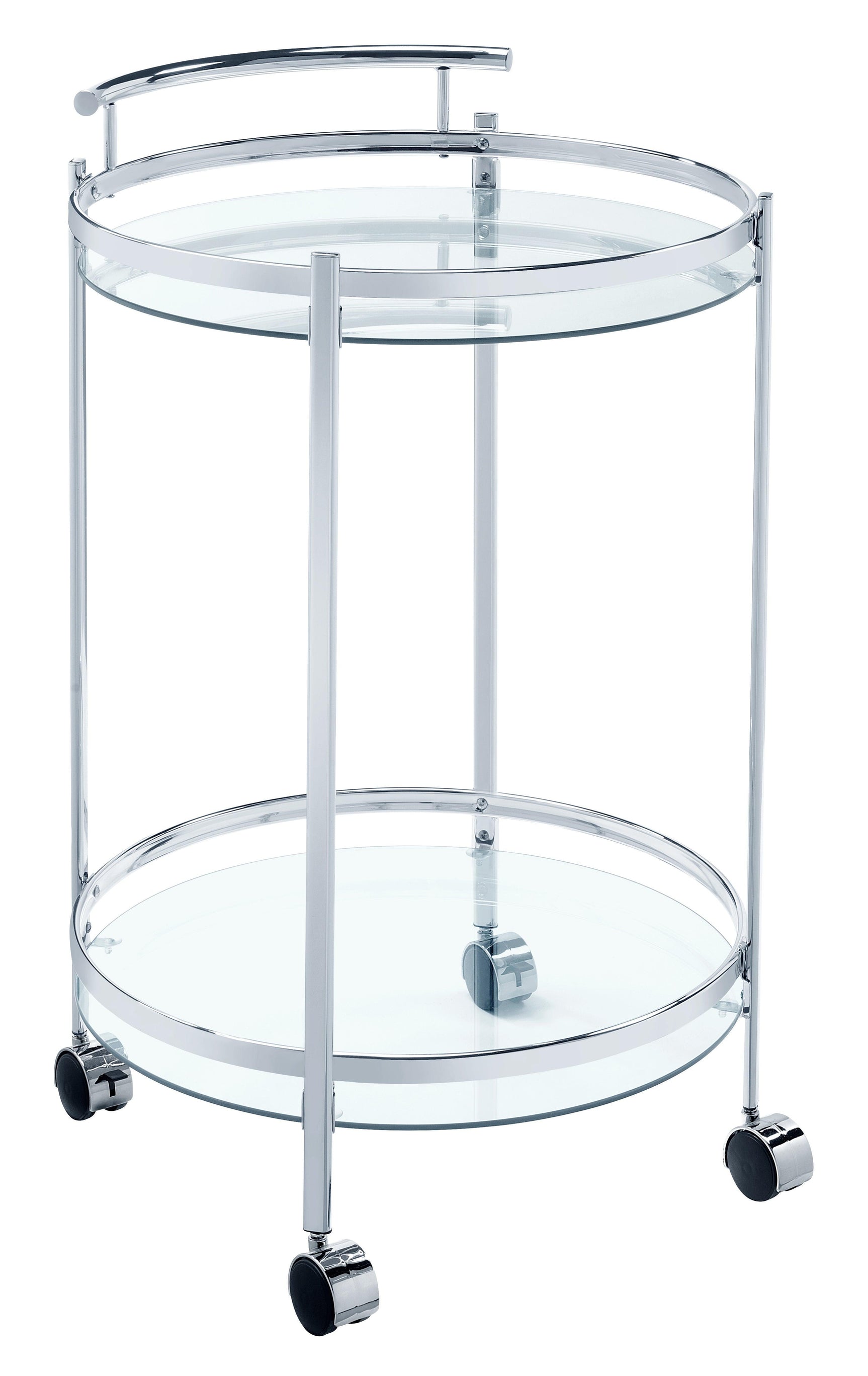 Chrissy Round Glass Bar Cart Chrome - Ella Furniture