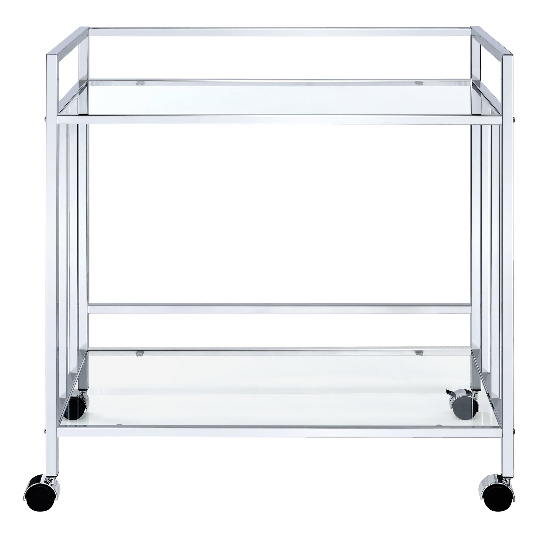 Cara Rectangular Glass Bar Cart Chrome - Ella Furniture