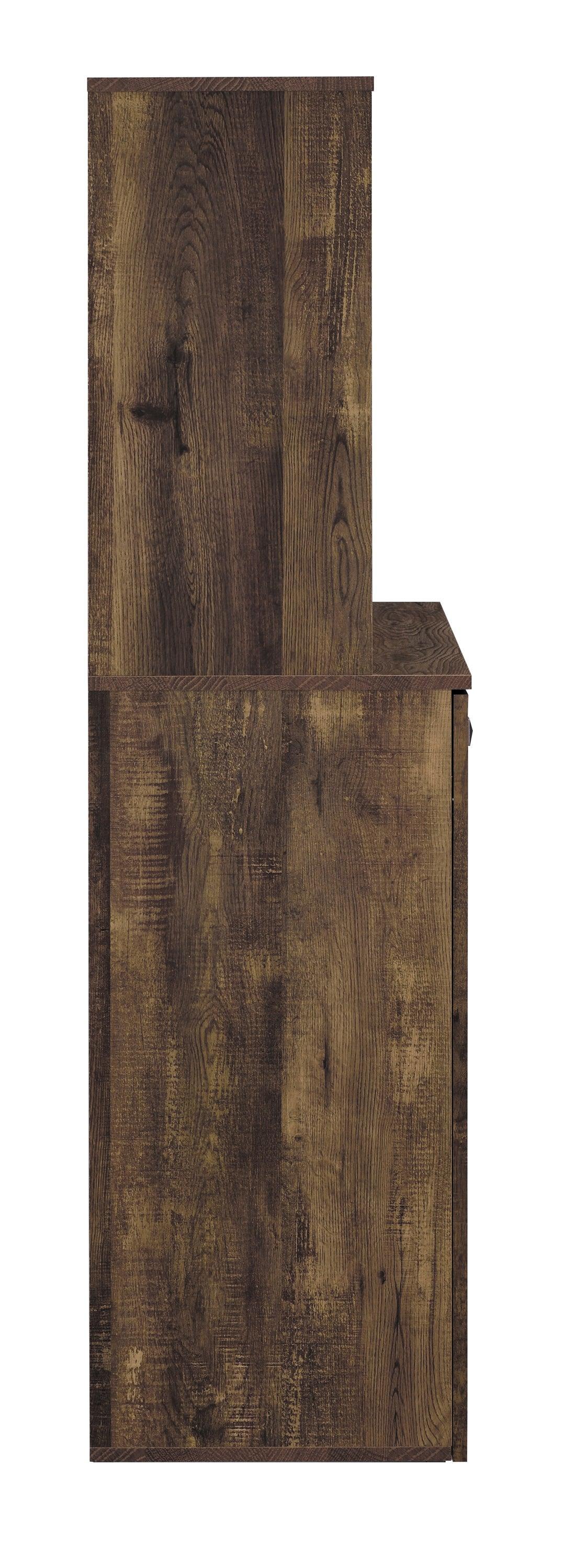 Mendoza 2-Door Wine Cabinet Rustic Oak Herringbone And Gunmetal - Ella Furniture