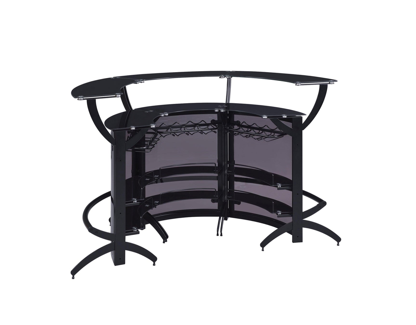 Dallas 3-Bottle Wine Rack Bar Unit Smoked And Black - Ella Furniture