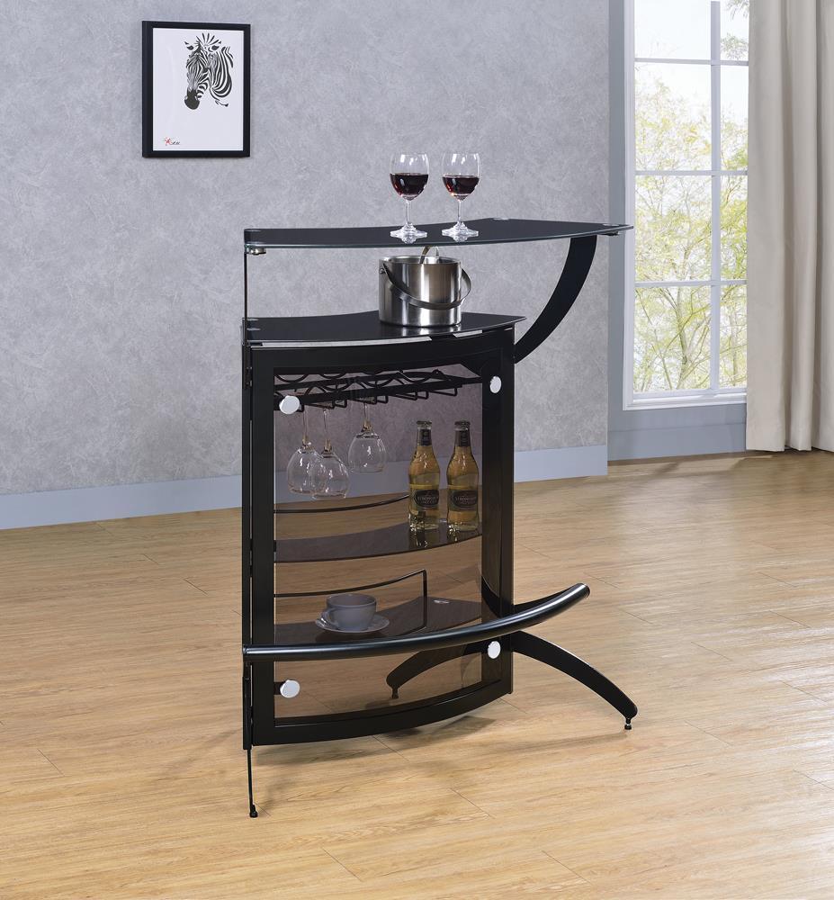 Dallas 3-Bottle Wine Rack Bar Unit Smoked And Black - Ella Furniture