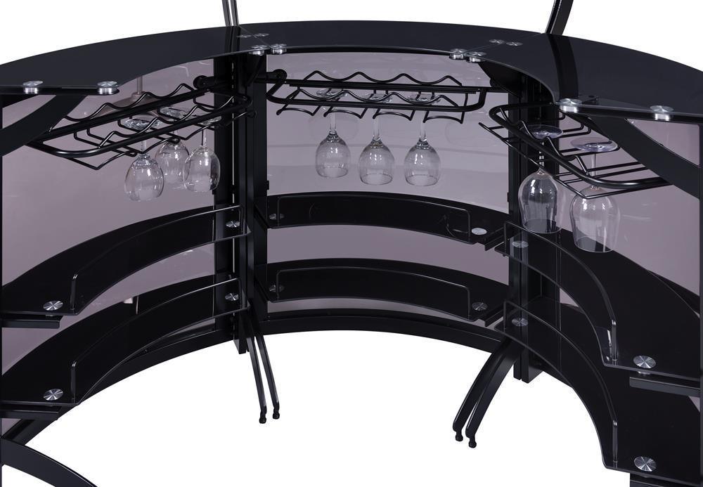 Dallas 3-Bottle Wine Rack Bar Unit Smoked And Black - Ella Furniture
