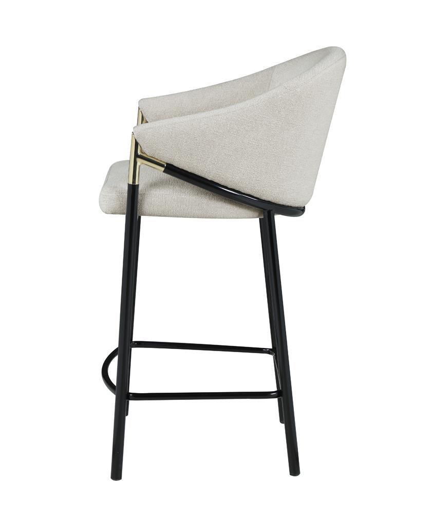 Chadwick Sloped Arm Counter Height Stools Beige And Glossy Black (Set Of 2) - Ella Furniture