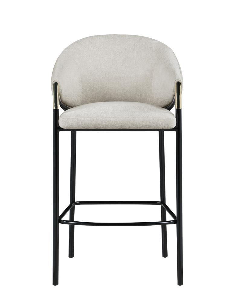 Chadwick Sloped Arm Bar Stools Beige And Glossy Black (Set Of 2) - Ella Furniture