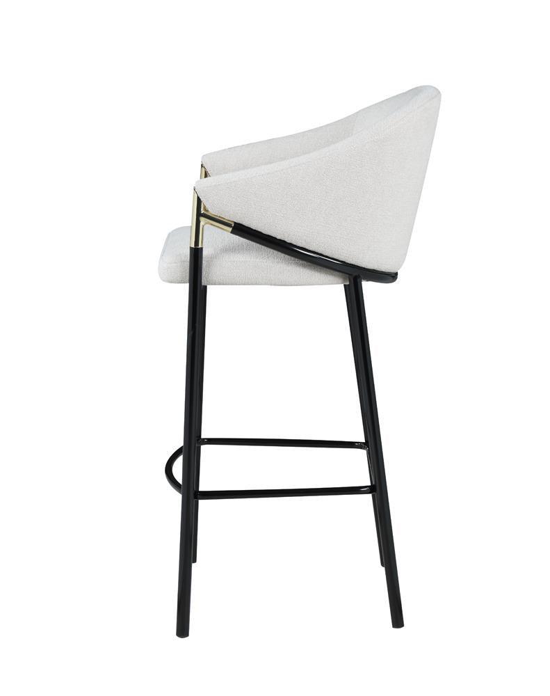 Chadwick Sloped Arm Bar Stools Beige And Glossy Black (Set Of 2) - Ella Furniture