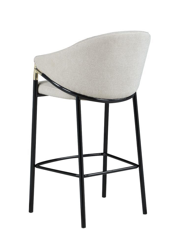 Chadwick Sloped Arm Bar Stools Beige And Glossy Black (Set Of 2) - Ella Furniture