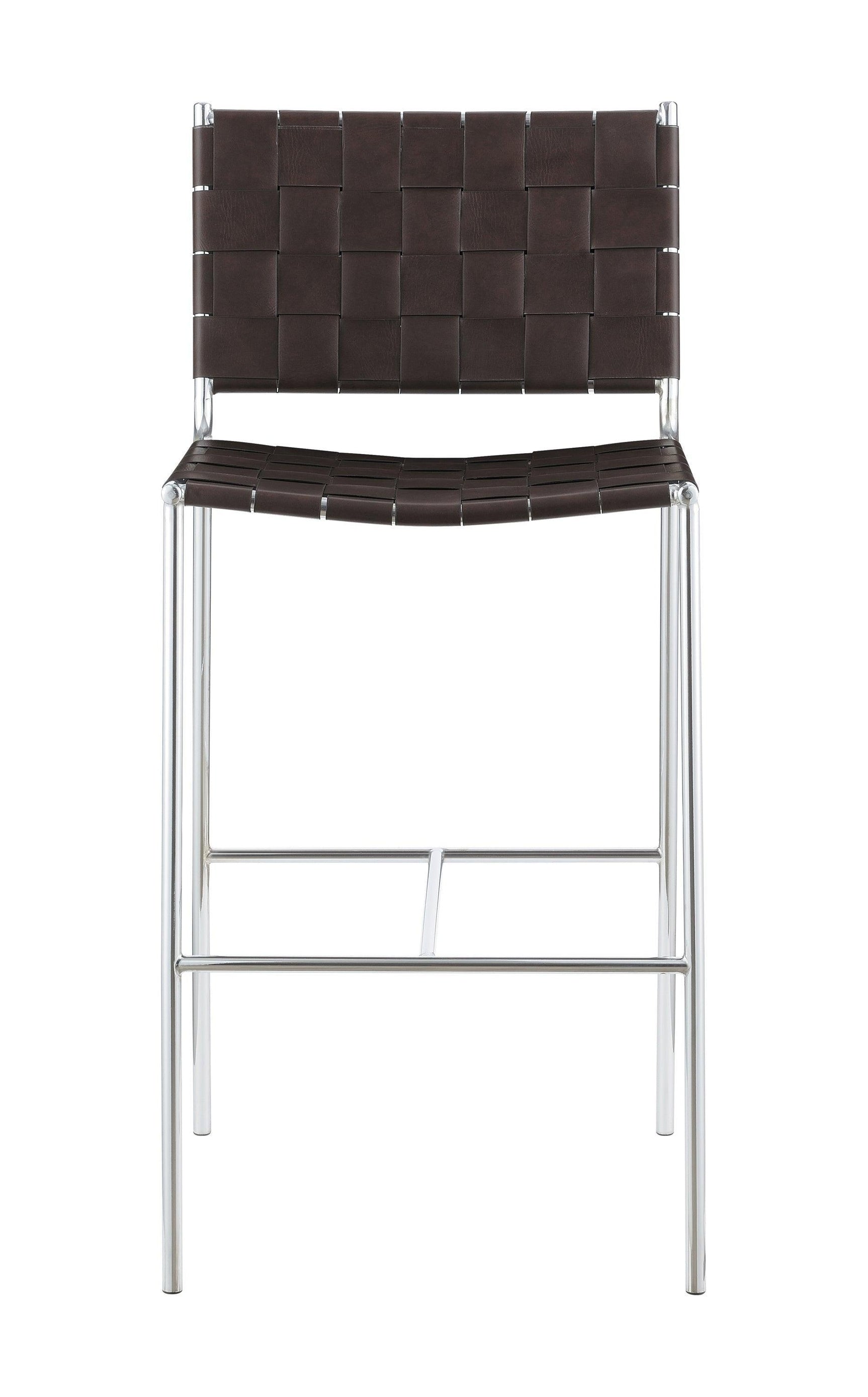 Adelaide Upholstered Bar Stool With Open Back Brown And Chrome - Ella Furniture