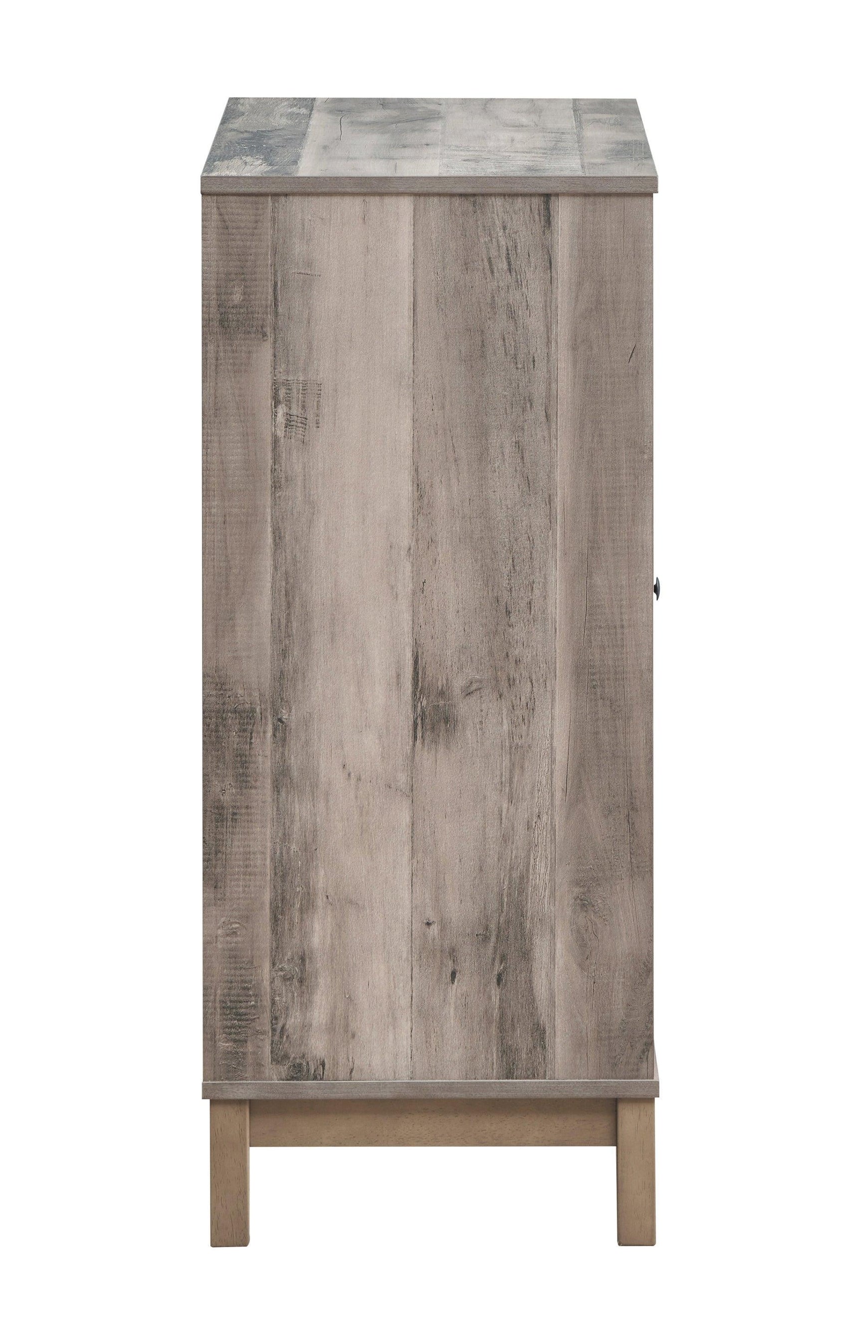 Cheyenne 2-Door Wine Cabinet With Stemware Rack Weathered Acacia - Ella Furniture