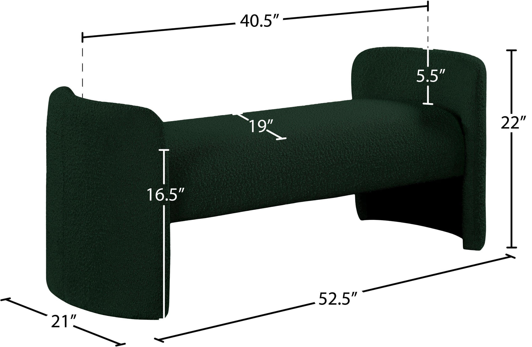 Peyton Green Boucle Fabric Bench - Ella Furniture