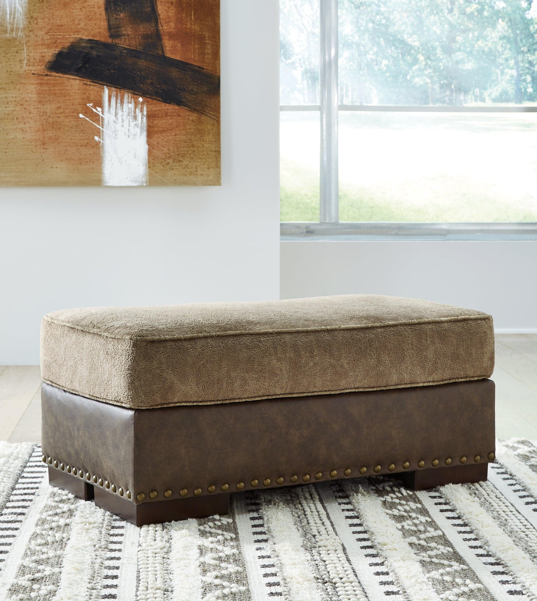 Alesbury Chocolate Velvet Ottoman - Ella Furniture