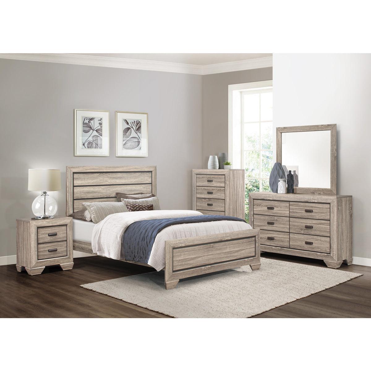Beechnut Natural Contemporary Sleek Faux Wood Veneer, Wood And Engineered Wood King Panel Bed - Ella Furniture