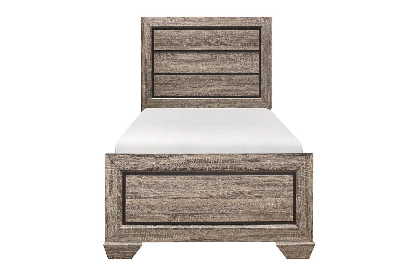 Beechnut Light Elm Contemporary Rustic Faux Wood Veneer Wood And Engineered Wood Panel Bedroom Set - Ella Furniture