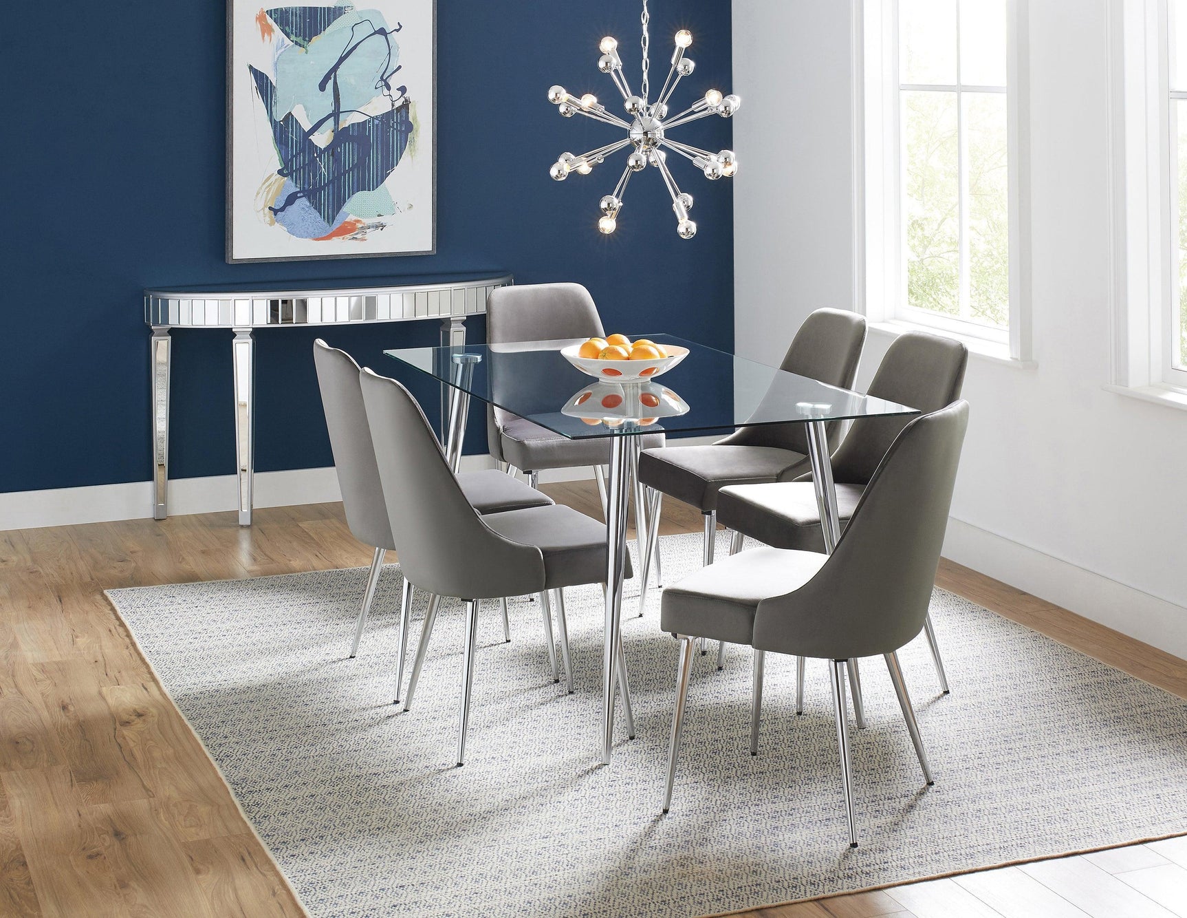 Gilman Rectangle Glass Top Dining Table - Ella Furniture