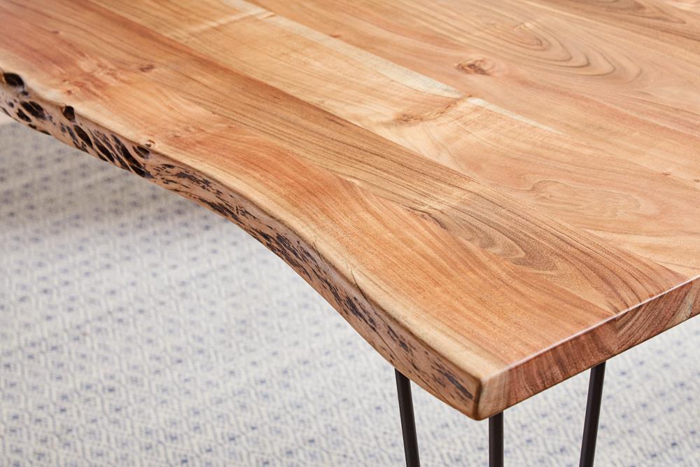 Sherman Rectangular Dining Table Natural Acacia And Matte Black - Ella Furniture