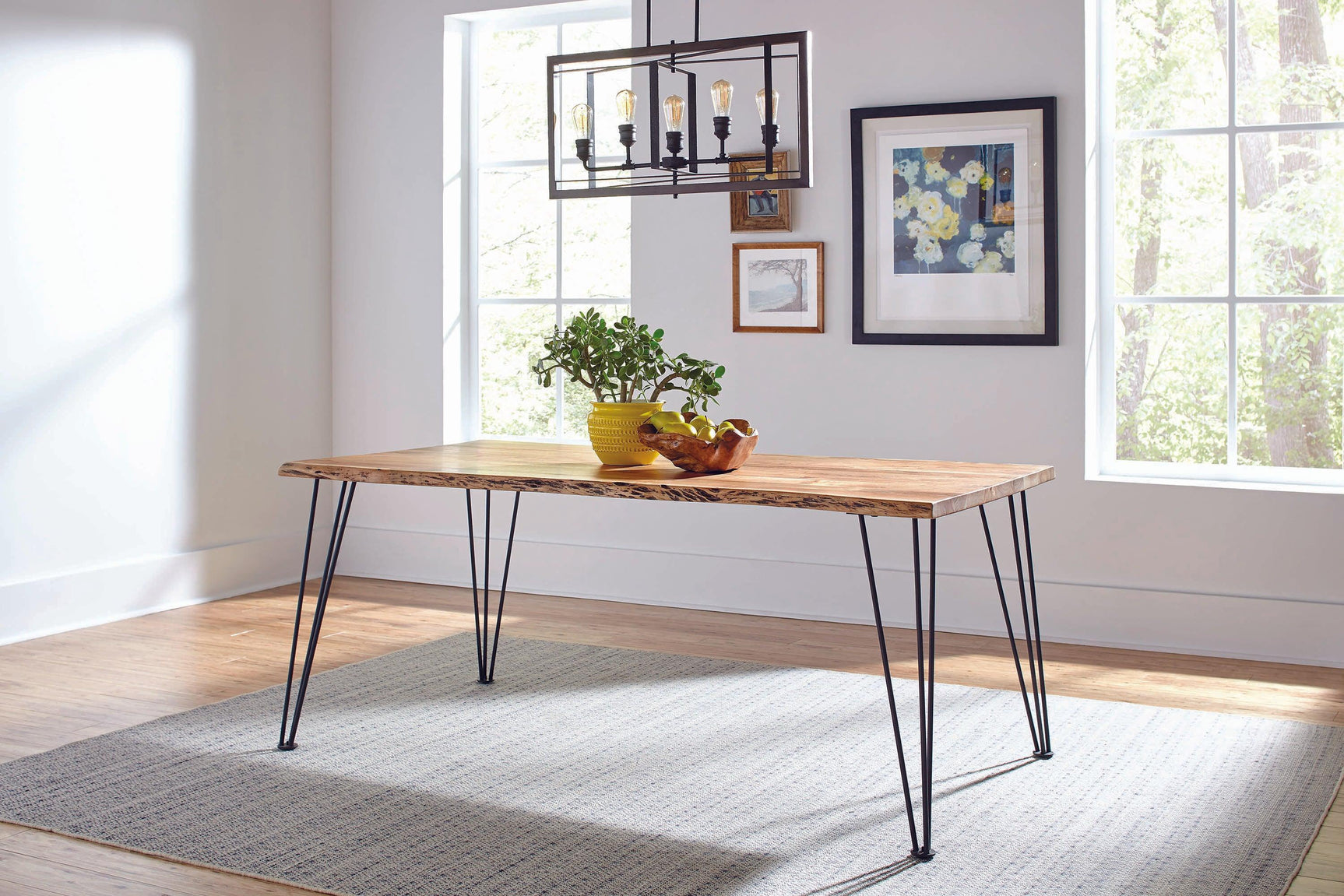 Sherman Bench Natural Acacia And Matte Black - Ella Furniture