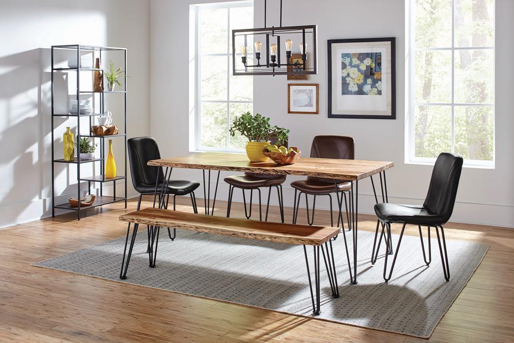 Sherman Bench Natural Acacia And Matte Black - Ella Furniture