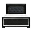 Allura Black Contemporary Wood Faux Leather Upholstered Tufted Queen Panel Bed, LED Lighting - Ella Furniture