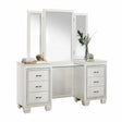 Allura White Faux Alligator Embossed Wood And Engineered Wood Vanity Dresser With Mirror - Ella Furniture