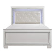 Allura White Contemporary Wood And Engineered Wood Faux Leather Upholstered Tufted LED King Bed - Ella Furniture