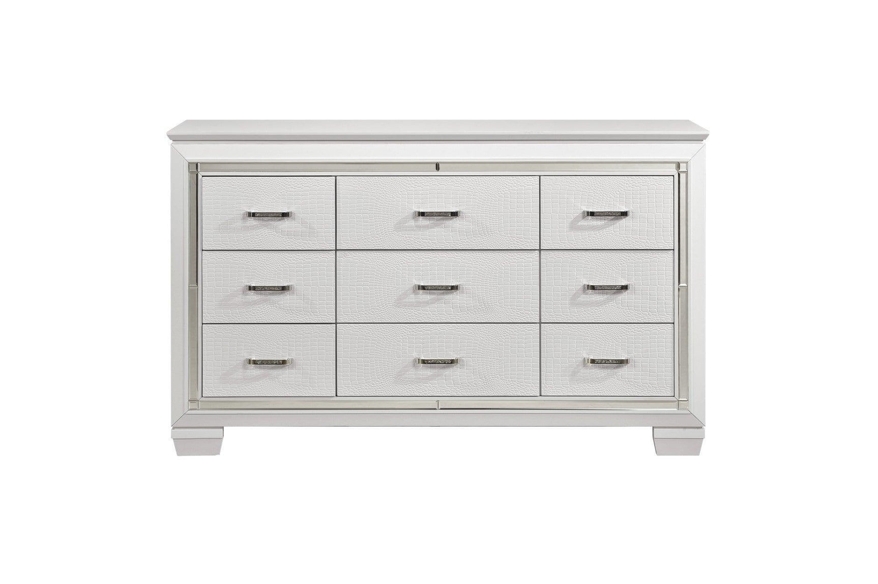 Allura White Modern Contemporary Solid Wood Faux Leather Upholstered Tufted LED Panel Bedroom Set - Ella Furniture