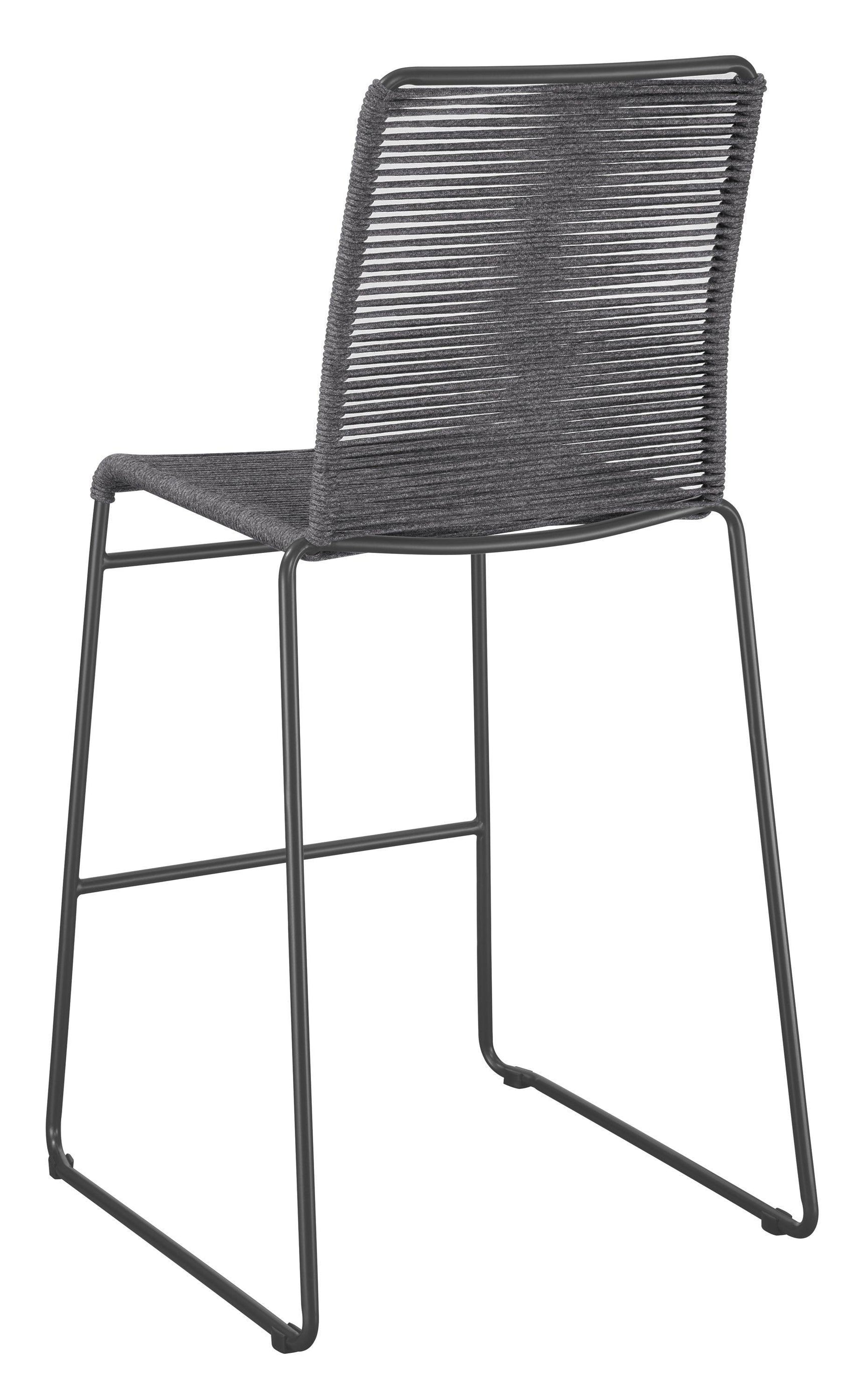 Kai Upholstered Bar Stools With Footrest (Set Of 2) Charcoal And Gunmetal - Ella Furniture